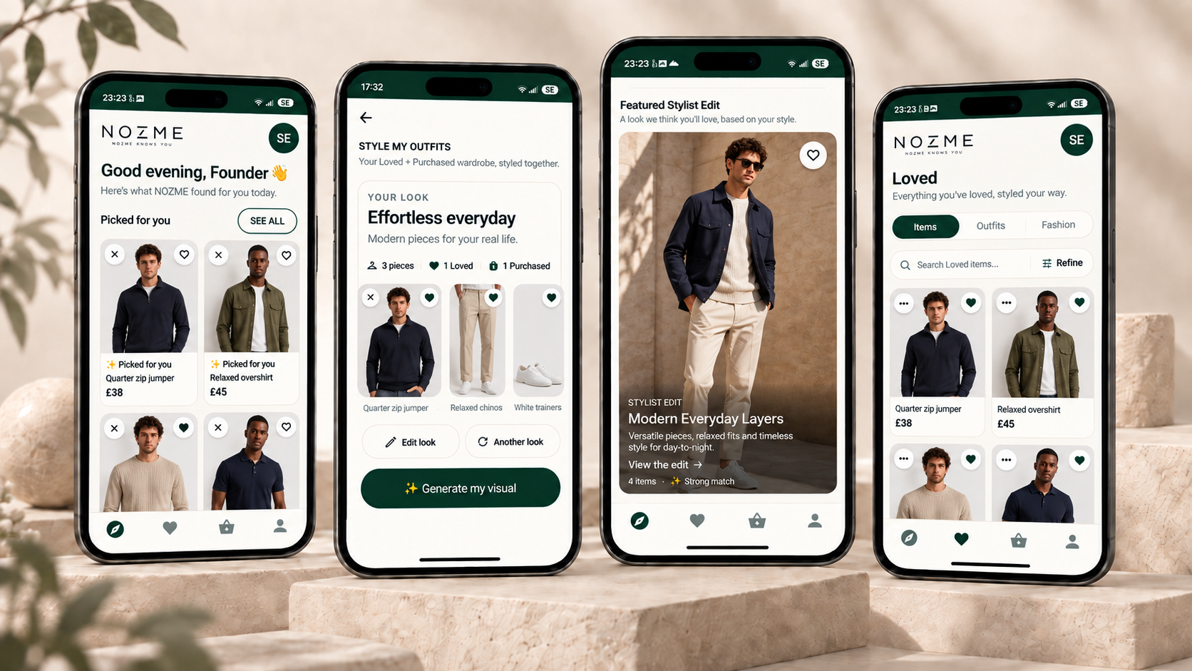 NOZME app — men's styling