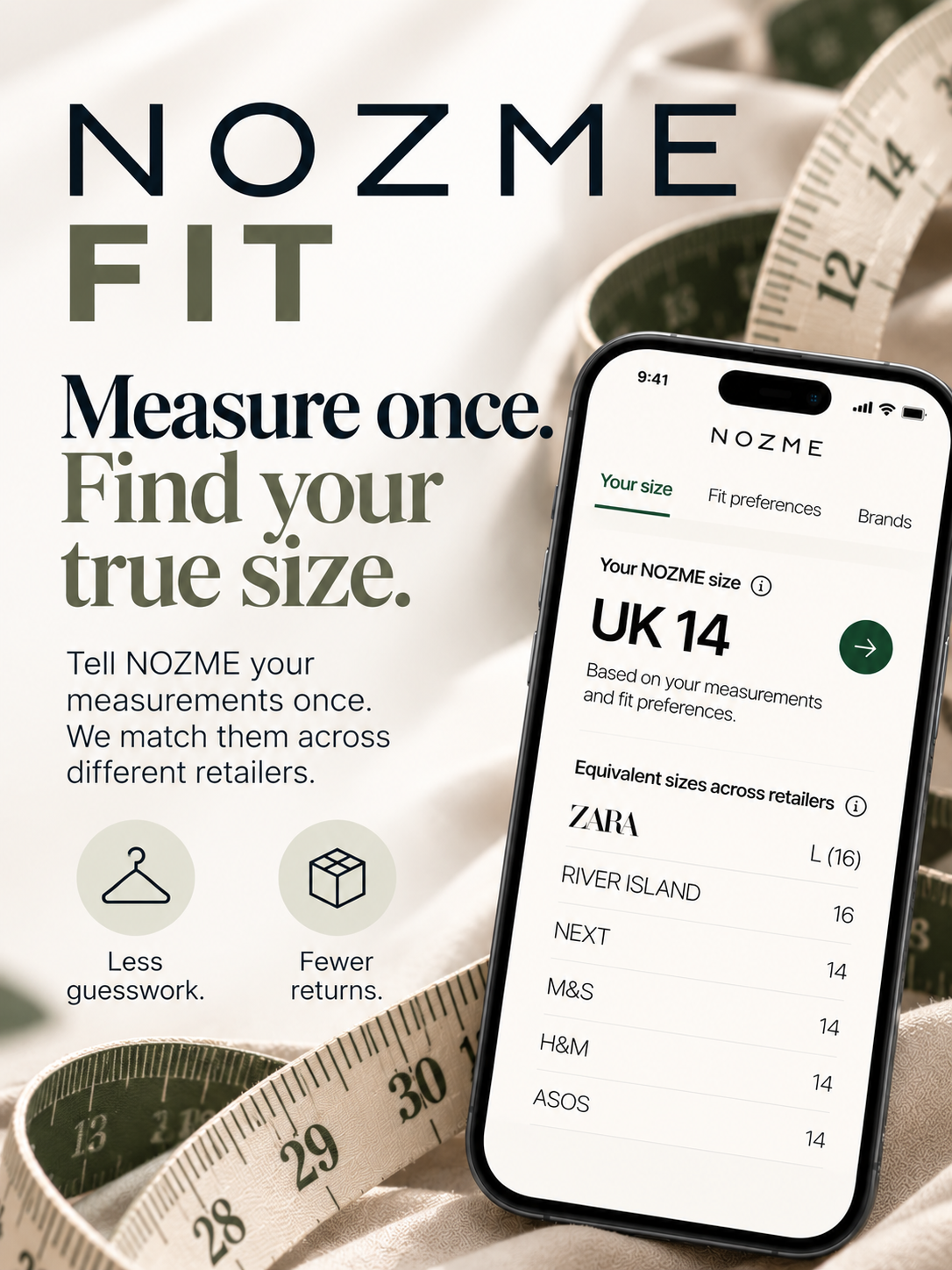 NOZME Fit — measure once, find your true size